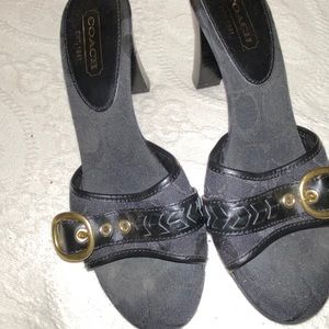 Coach Black Signature Heeled Mule Heels